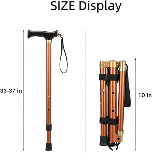 Miniatura 2 de Bastón ajustable de 33 a 37 pulgadas, bastón de senderismo con mango ergonómico, marrón y negro para exteriores, para mujer, hombre, anciano