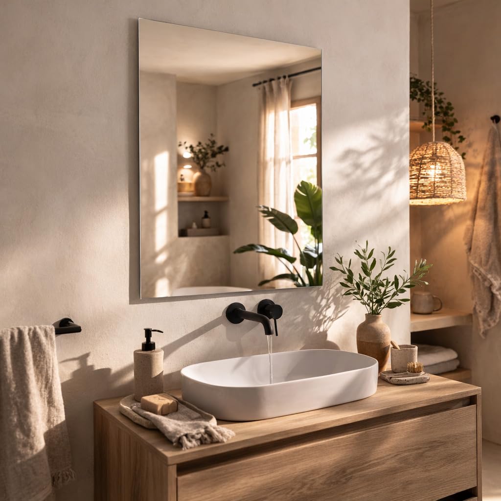 Baikal Miroir de Salle de Bain | 60x80cm | Miroir Rectangulaire | Plusieurs Dimensions Disponibles | Option avec et sans LED.