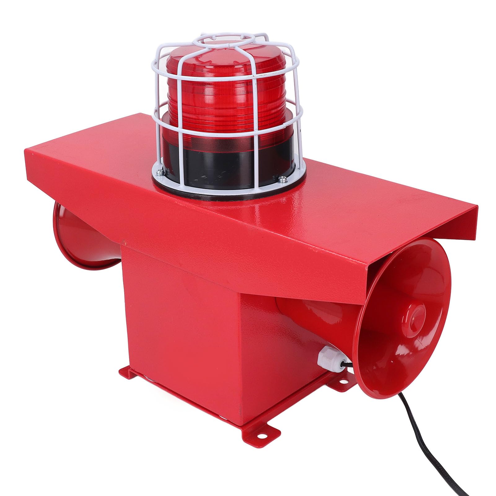 Bocina de Sirena de Alarma de luz y Sonido Industrial para sitios de construcción, Puertos y construcción Naval, con 3 Tonos y Control de Volumen de 120 dB, Carcasa de Acero a