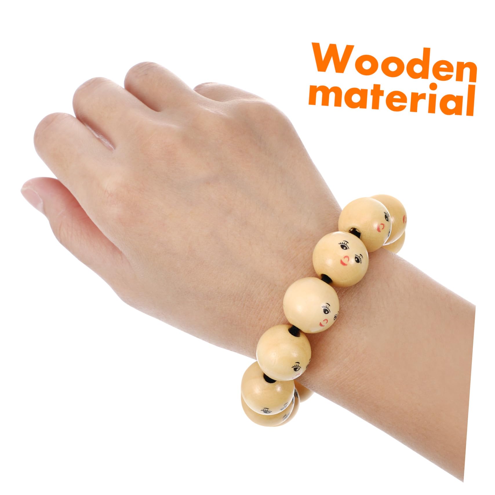 Ipetboom Cuentas Resistentes Manualidades Diy de Madera 50 Redondas con Cara Sonriente Color Caqui, Ideales para Proyectos Artesanales