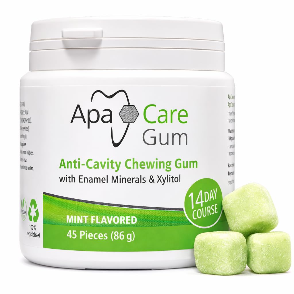 ApaCare Goma de mascar anticaries con minerales de esmalte y xilitol 6 latas