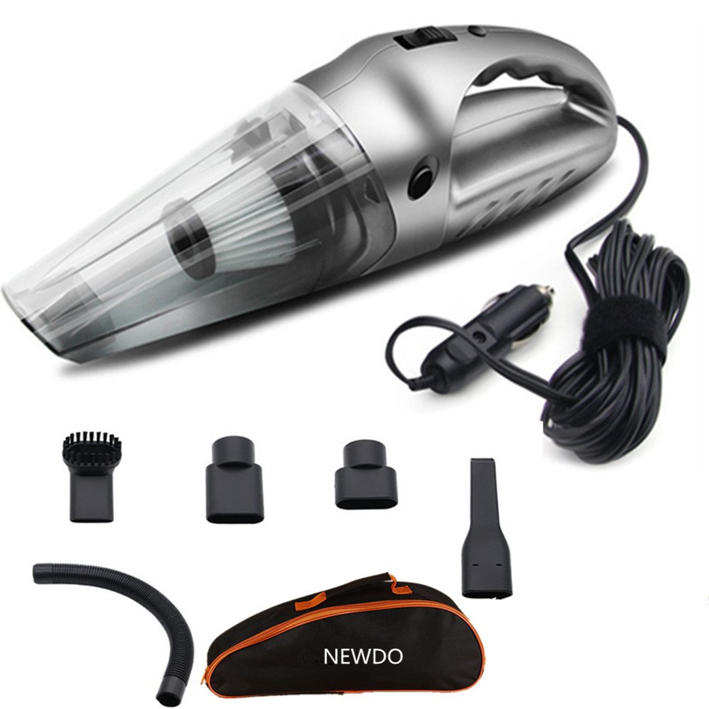 NEWDO Car Vacuum Cleaner with Heap Filter, Portable Handheld Vacuum for Car Wet Dry Use, DC 12V, Stronger Suction, 16FT Cigarette Lighting Power Cord, Auto Vacuum Cleaner Kit with Multiple Accessories