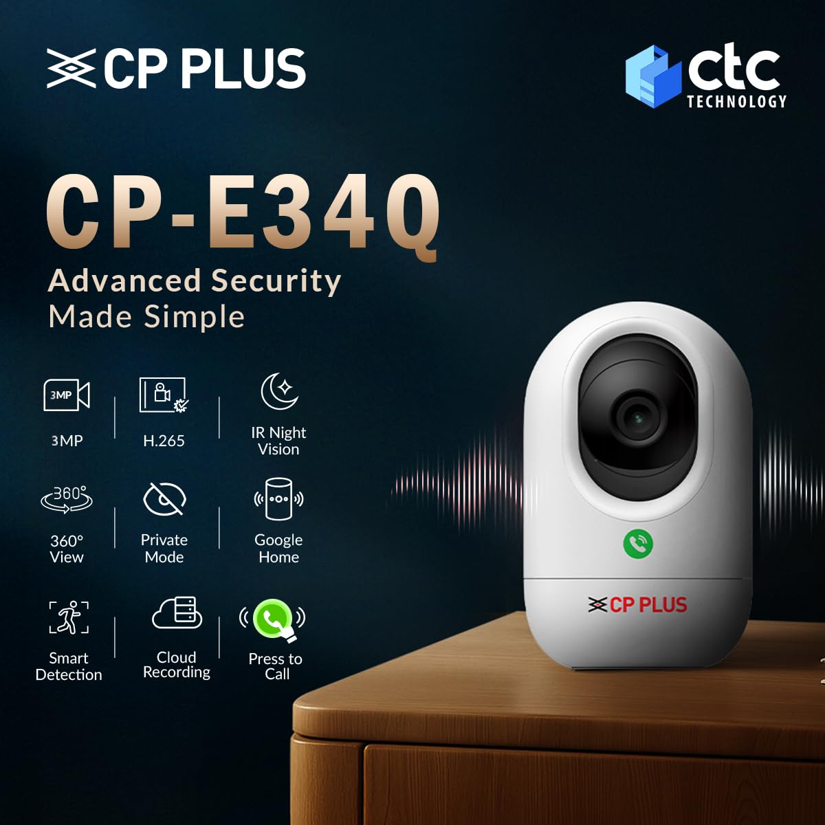 CP PLUS 3MP Wi-Fi Security Camera - 360° & Two-Way Audio -2