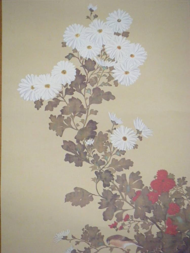 酒井抱一 「三ヶ月千鳥図」工芸画 掛軸 絹本 共箱 日本画 Z-24 酒井抱一 十二か月花鳥図 掛軸 全12点セット アート 美術品