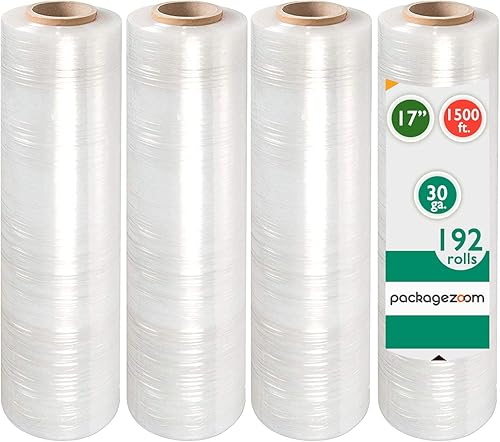 Miniatura 7 de PackageZoom 8 rollos de película elástica preestirada de 17 pulgadas x 1500 pies, plástico transparente para mudanza y embalaje, envoltura elástica