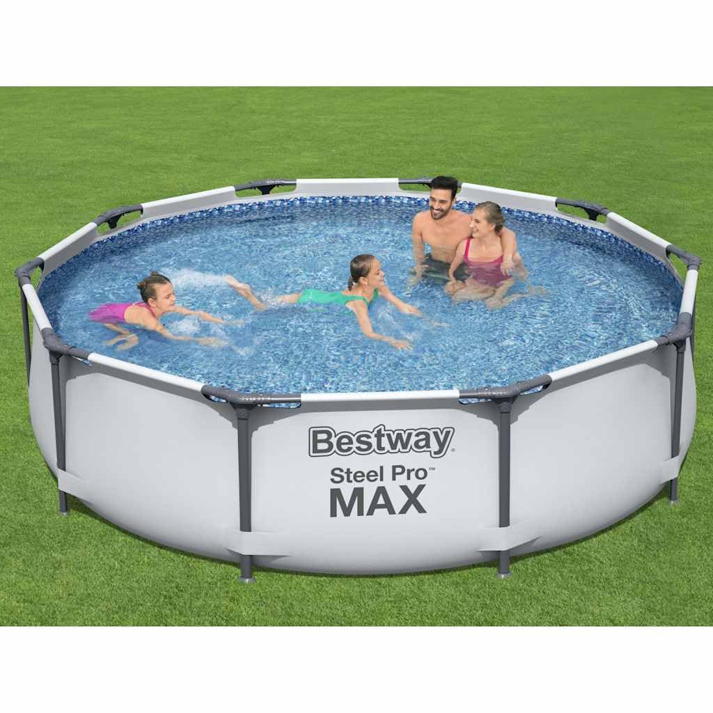 Ensemble de Piscine Steel Pro Max 305x76 cm en Acier avec Pompe Filtration 1249 L/h pour Jardin extérieur, Piscine Hors Sol Robuste en matériau Tritech, Facile à Monter