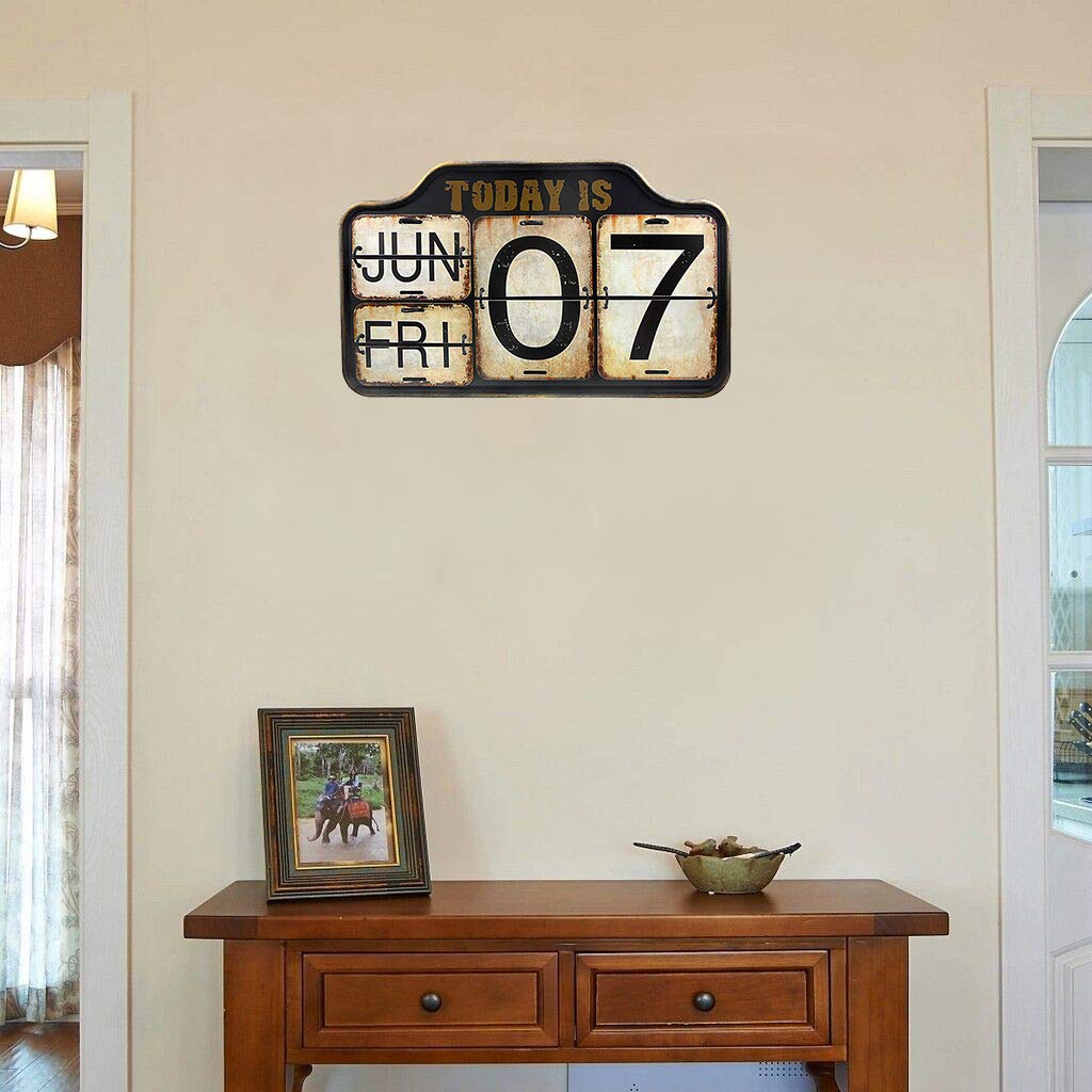 Calendario calendario perpetuo in metallo e ferro da parete in PVC Flip afflitto per arredamento per la casa (M16Q-RL035)