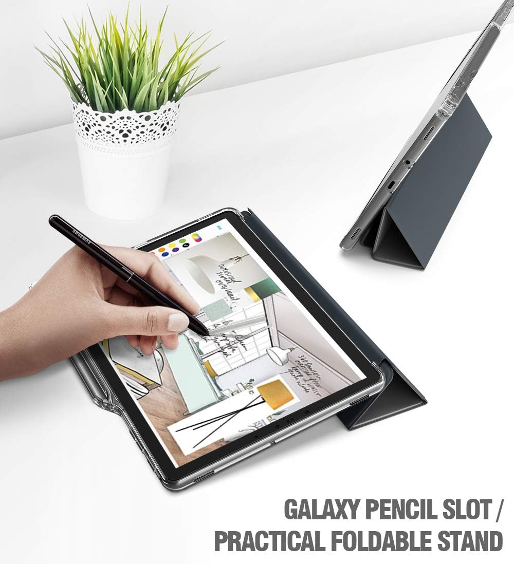Galaxy Tab S4 10.5 Case, Poetic Smart Cover Case w/Flexible Soft Clear TPU Back, Slim-Fit Trifold Stand Folio Front, Auto Wake/Sleep, Lumos X Series, 2018 Model SM-T830/T835/T837, Black