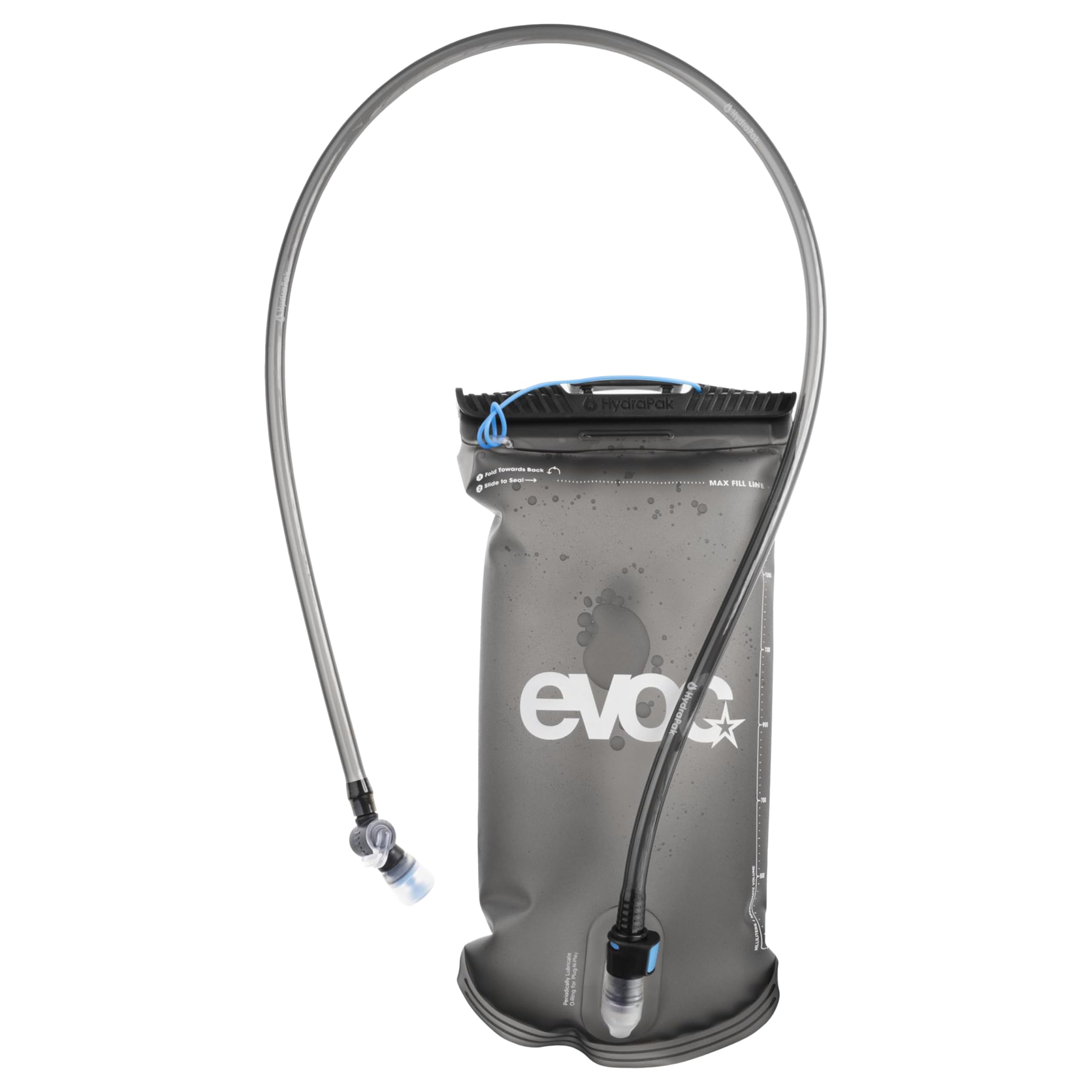 EVOC Hydration Bladder 1,5 Trinkblase, Wassersack (auslaufsicherer Trinkbeutel, Flexibler Schlauch, BPA & PVC frei, Volumen: 1,5 l), Carbon Grey