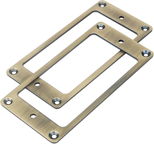 Miniatura 7 de 2 piezas de metal plano Humbucker anillo de montaje para pastilla puente y cuello, reemplazo de marco para guitarra eléctrica LP SG (cobre rojo)