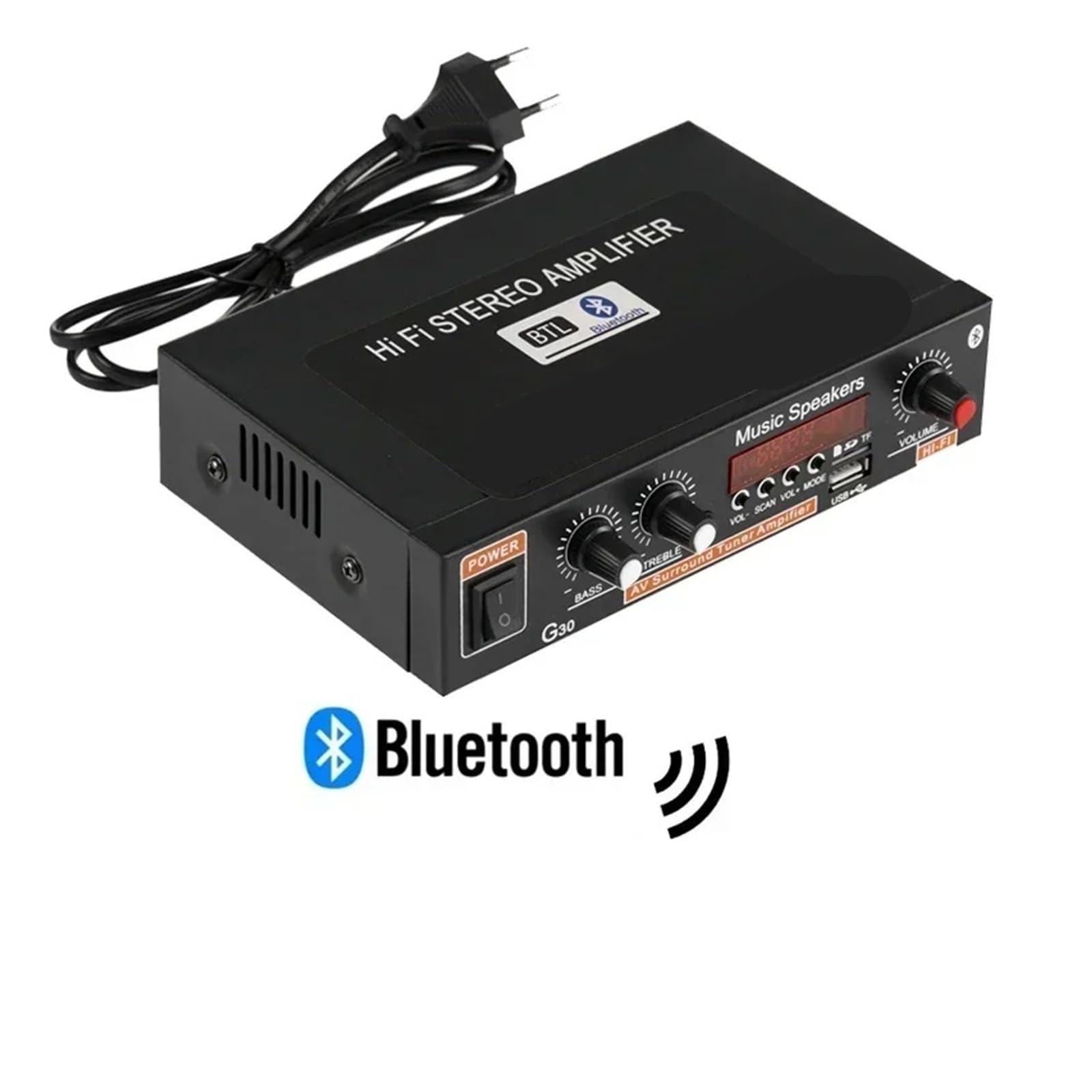 Amplificatore 45Wx2 canali 2.0 digitale for auto domestica potente Bluetooth HiFi stereo subwoofer AMP Per l'home cinema