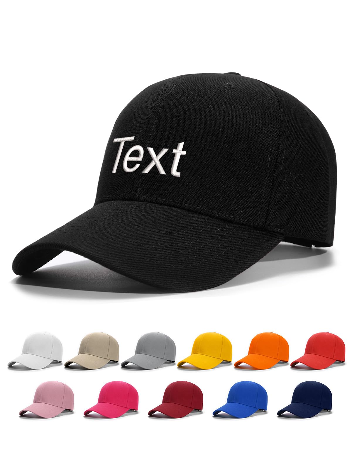 Custom4U Custom Embroidered Baseball Cap Trucker Hat Men Women Text/Logo
