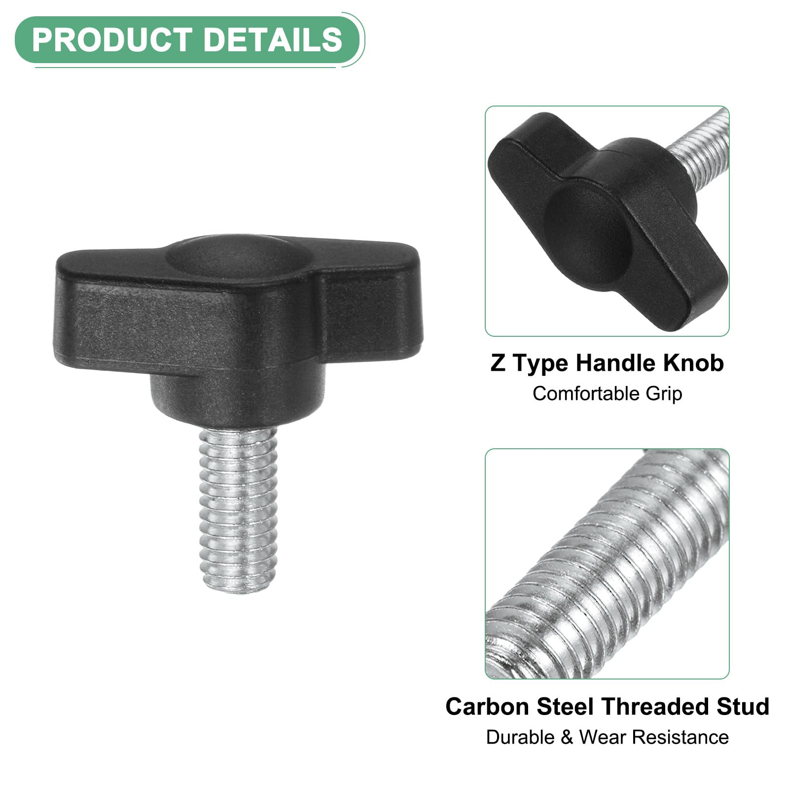 M METERXITY 20-Pack Thumb Screws, M6x12mm Tee Wing Knobs - Image 2