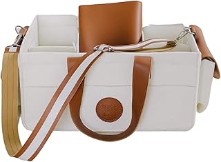 Baby Diaper Caddy Organizer with Changing Mat | Hanging Diaper Caddy Organizer | Diaper Organizer for Changing Table with Leather Handles | Car Diaper Caddy Organizer | Small Diaper Caddy Basket