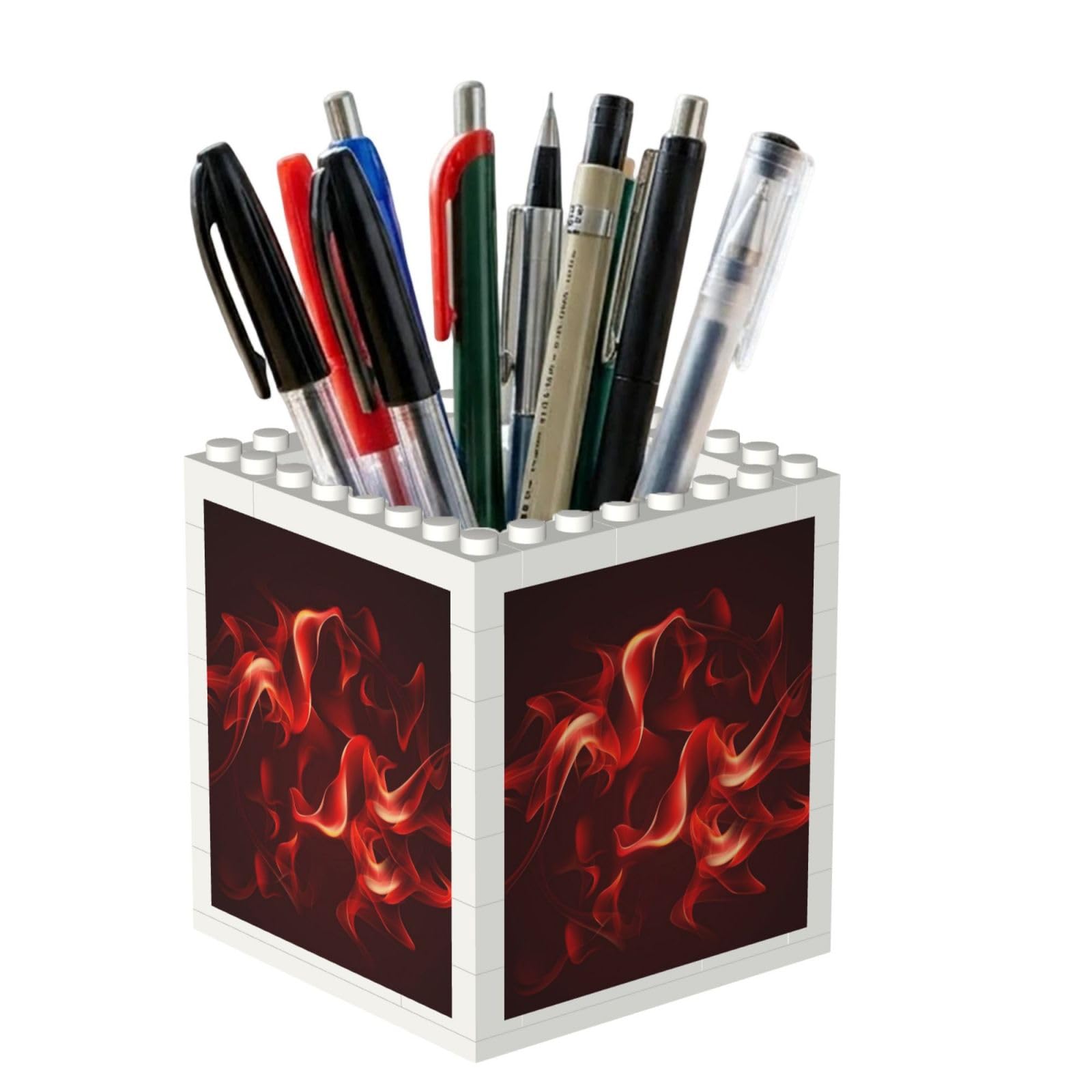 Poadnly Red Flame, Pen Pot Pencil Holder for Office Home School, Compact Desk Organiser for Office Stationery