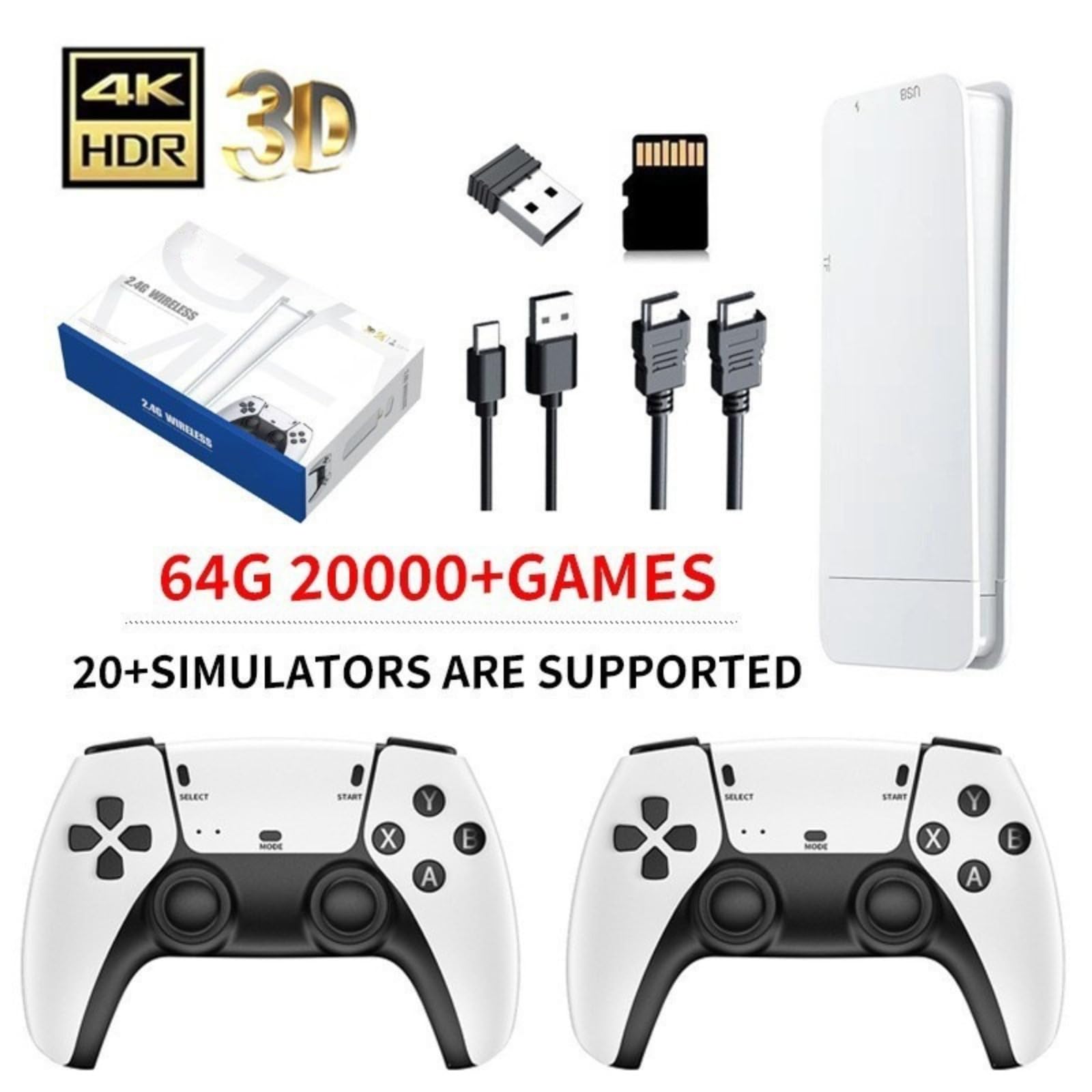 Console per giochi arcade retrò wireless 4K HD M15 2.4 GHz, doppia connessione HDMI HD per TV, oltre 20.000 giochi integrati, console di gioco retrò per due giocatori a casa