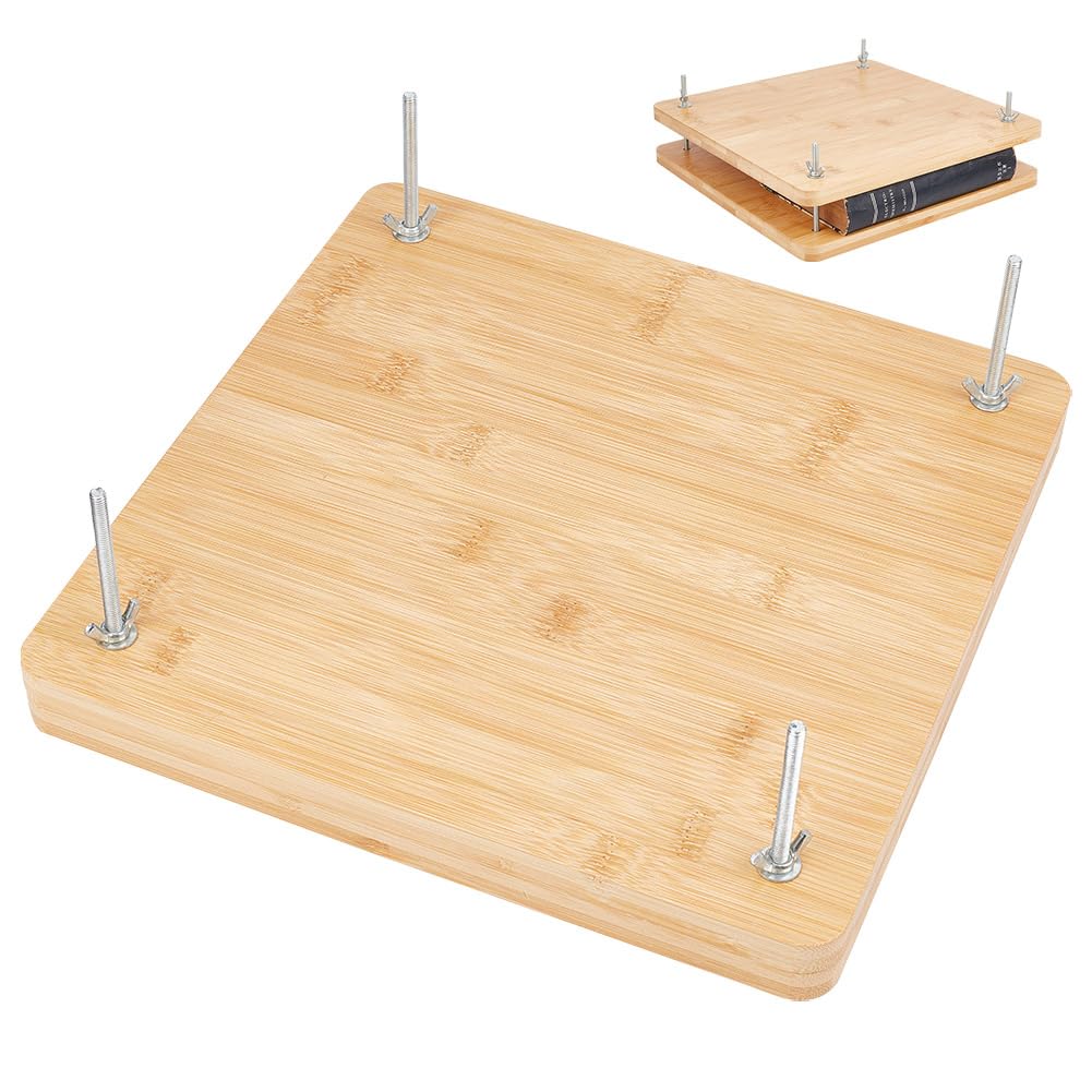 OLYCRAFT Presse à Livres en Bois 30x30x1.2cm Presse à Livres Rectangle Presse à Livres en Bois Portable Presse à Livres en Bois avec 4 vis pour Fournitures de Reliure 5.7cm Hauteur de la Rresse