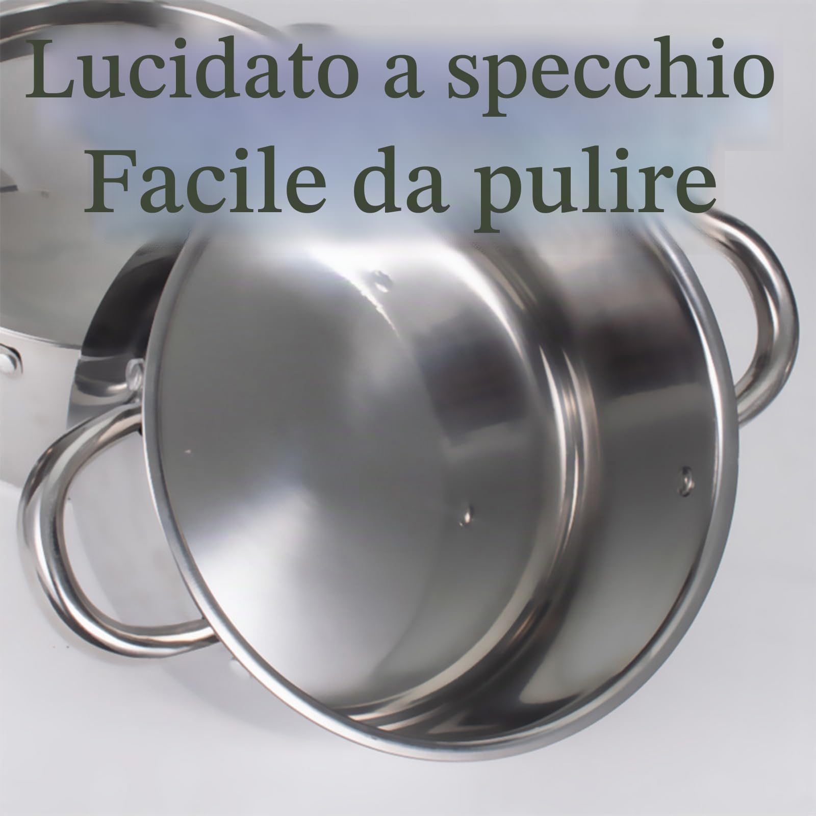 Set di Pentole da 15 Pezzi in Acciaio Inox Batteria di Pentole Non Rivestita Anti-Scaldatura Maniglie con Coperchio 3 Utili Utensili per Tutti I Piani Cottura Argento