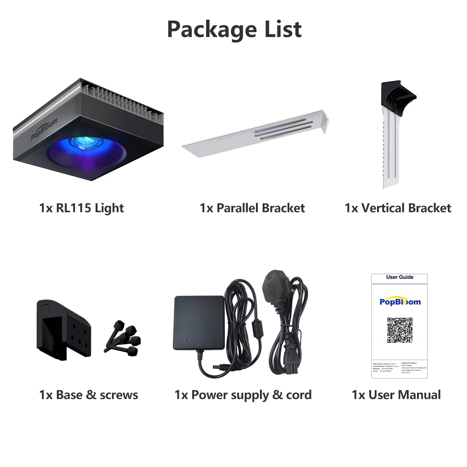 PopBloom RL115 WiFi LED Acquario Marino 120W, Lampada Acquario Marino a Spettro Completo per acquario di pesci SPS/LPS, L'APP supporta l'italiano