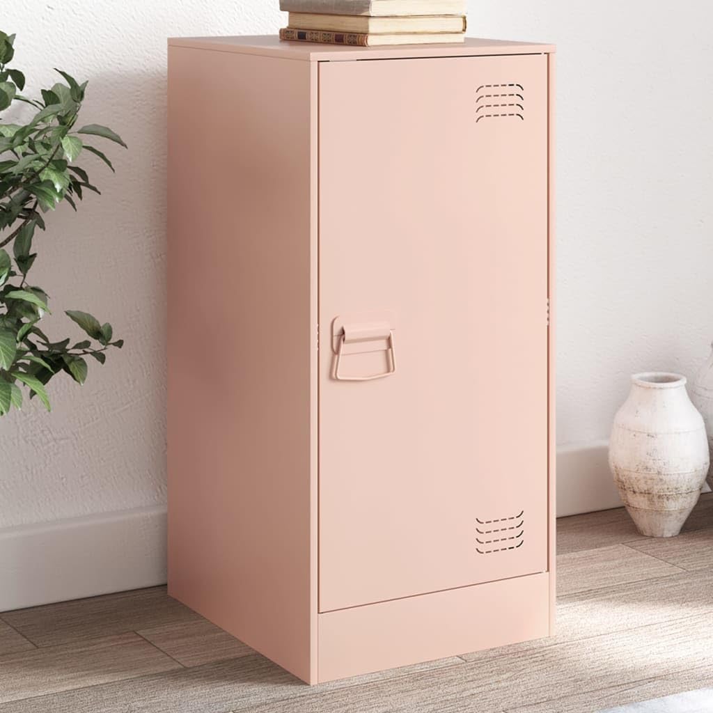 Credenza Rosa 34,5x39x73 cm Mobiletto Portaoggetti in Acciaio