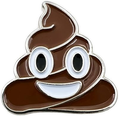 PinMaze Pile of Poo Lapel Pin - Poop Funny Emoji Enamel Brooch - Jacket Hat Pin (Silver)
