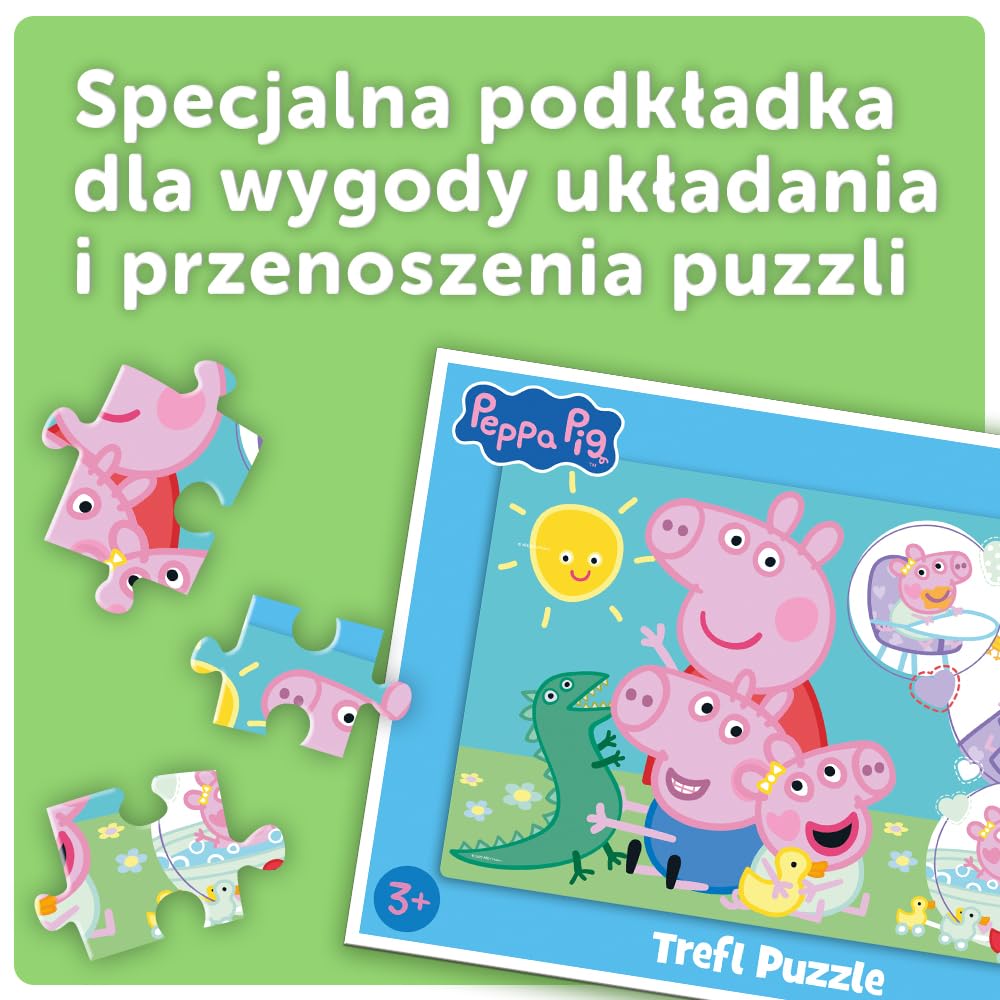 Trefl - Peppa Pig, Najmilsza Świnka - Puzzle Ramkowe dla Maluchów, 15 Dużych Elementów, Ramka i Sztywna Podkładka, dla Dzieci od 3 lat
