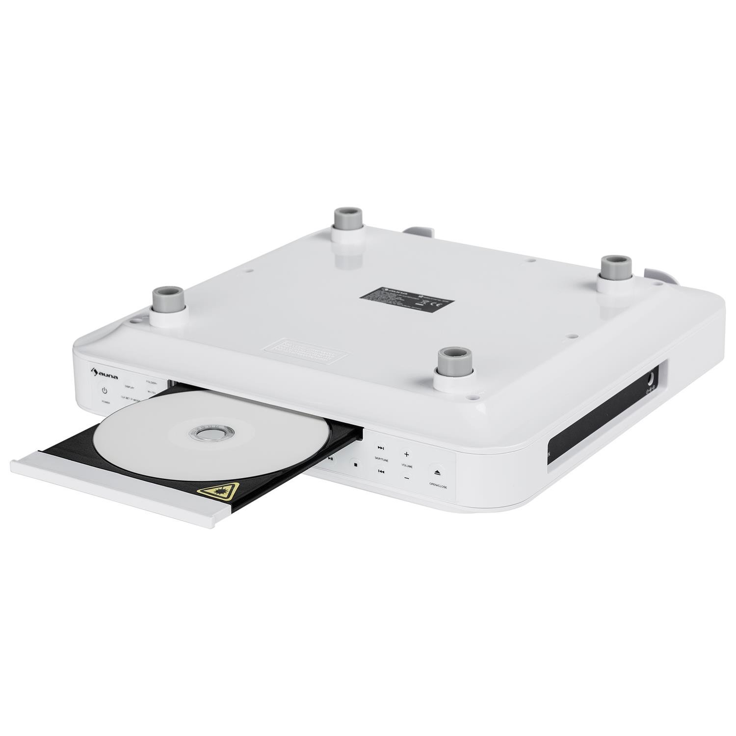 auna KRCD-100 BT Unterbau-Radio Küchenradio (CD-Player, Wecker, Timer, UKW-Radio, Bluetooth, MP3, LCD-Display, 29 x 8 x 26,5 cm (BxHxT), ca. 1,2 kg, Leistung 2 x 12 Watt RMS) weiß