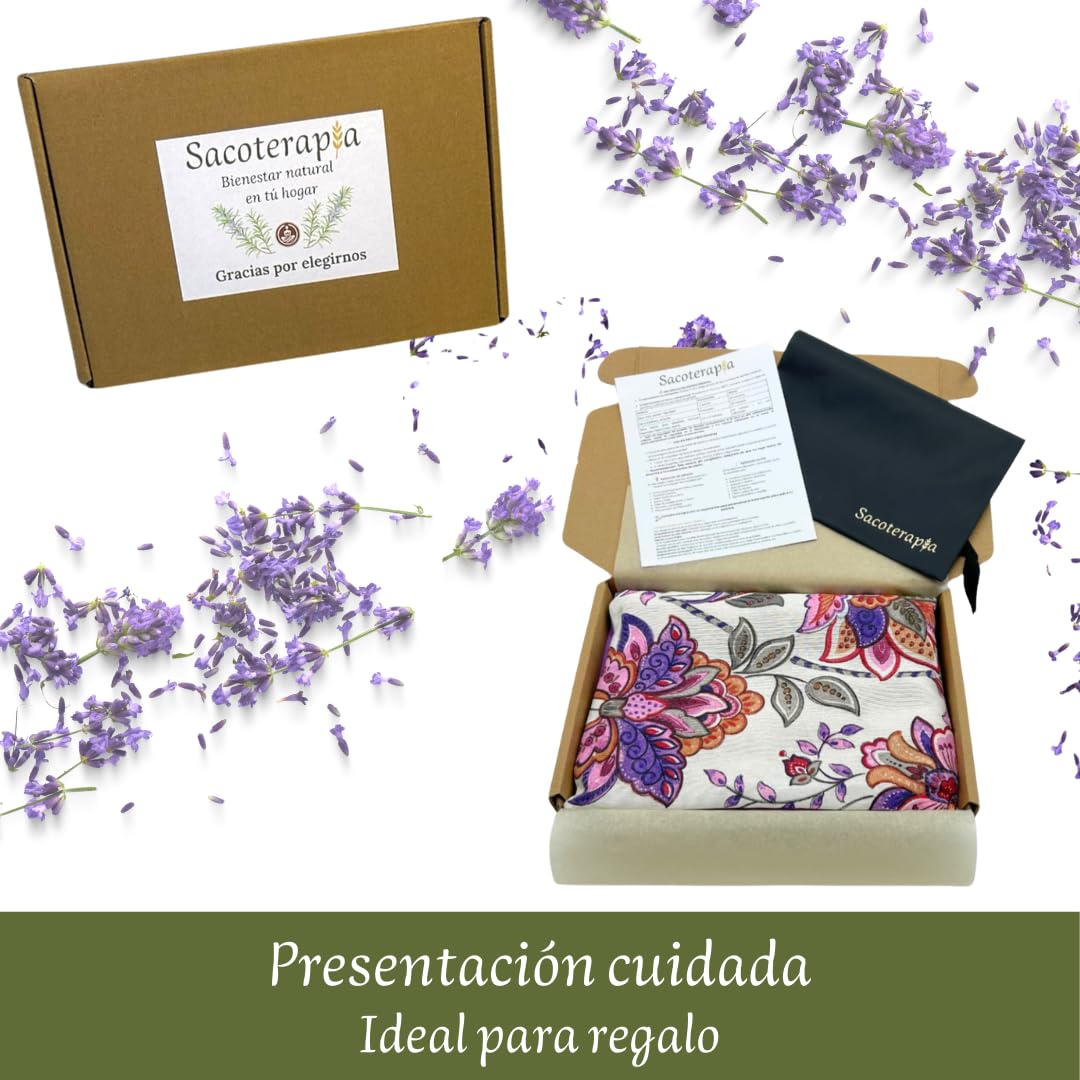 Saco térmico de semillas 40×28 cm tipo manta para microondas o congelador – Calor y frío – Lavanda y romero – SACOTERAPIA