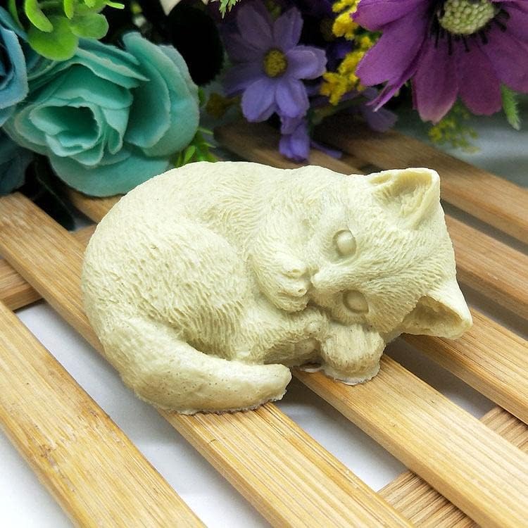 Miniatura 2 de Molde de gato dormido, molde de animales, vela de gato, vela de gato, molde de resina, molde de vela de animales, molde de silicona para pasteles de