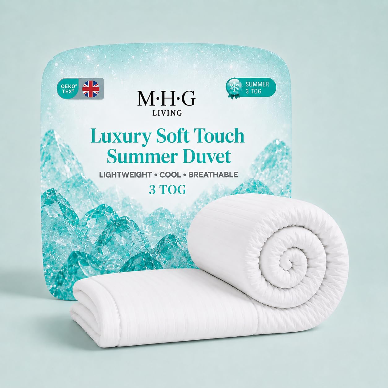 Mhg Living 3 Tog + 0 Pillows 3 Tog Summer Duvet Super King 260X220cm - Lightweight Breathable Duvet For Spring And Summer Nights | Oeko-Tex Certified, Soft Microfibre, Hypoallergenic, Machine Washable, Made In Uk