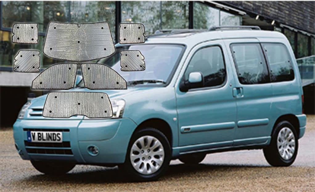 Covprotec Thermo-Jalousien-Set, für 1 Fenster, kompatibel mit Citroen Berlingo (Baujahr 1996–2007), Front-Set, Rückseite, Schwarz