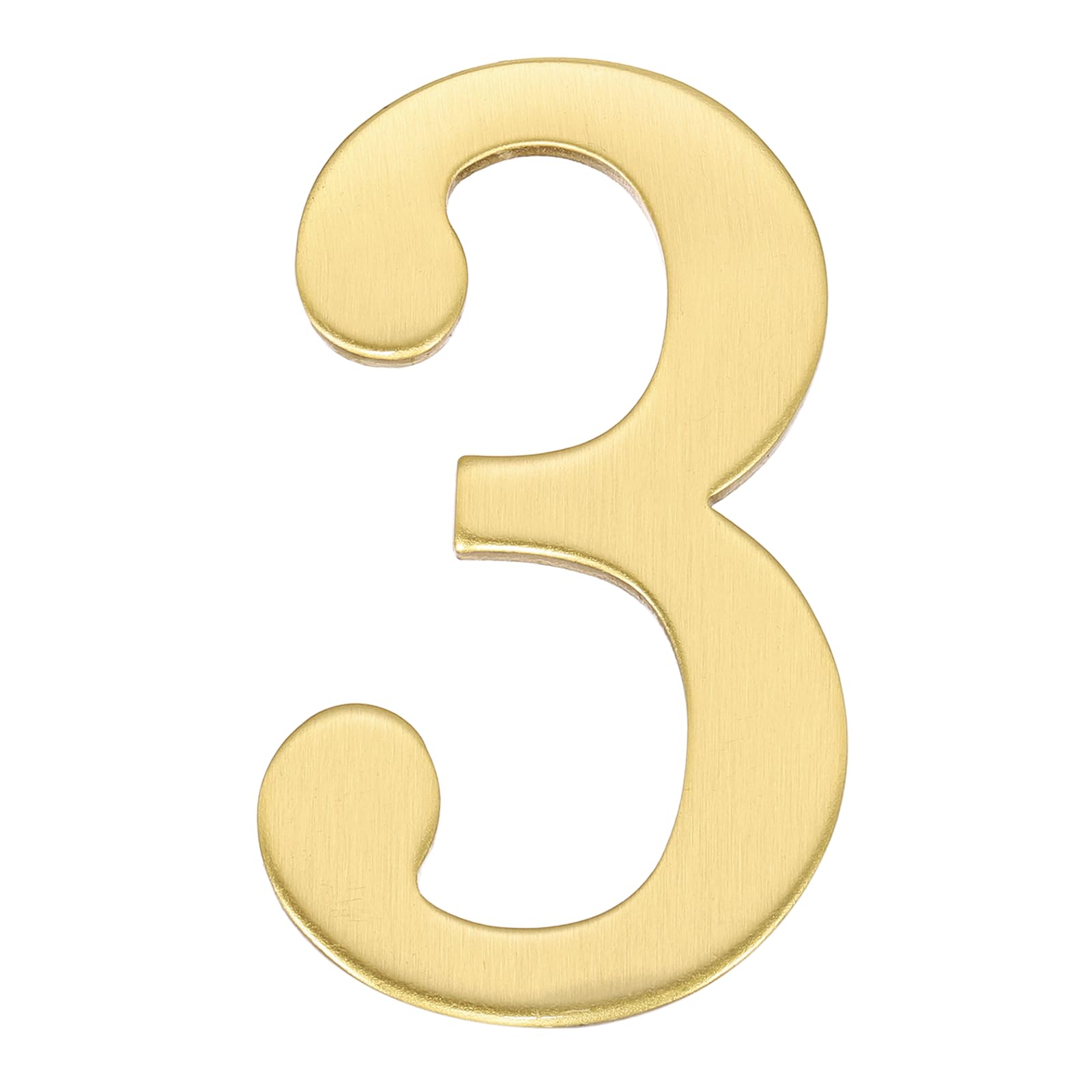 sourcing map House Numbers for Outside, 2.8 Inch Solid Brass House, Self Adhesive Mailbox Numbers, Metal Address Numbers for Door, Apartment, Office,Brushed Finish, Easy to Stick(Number 3)