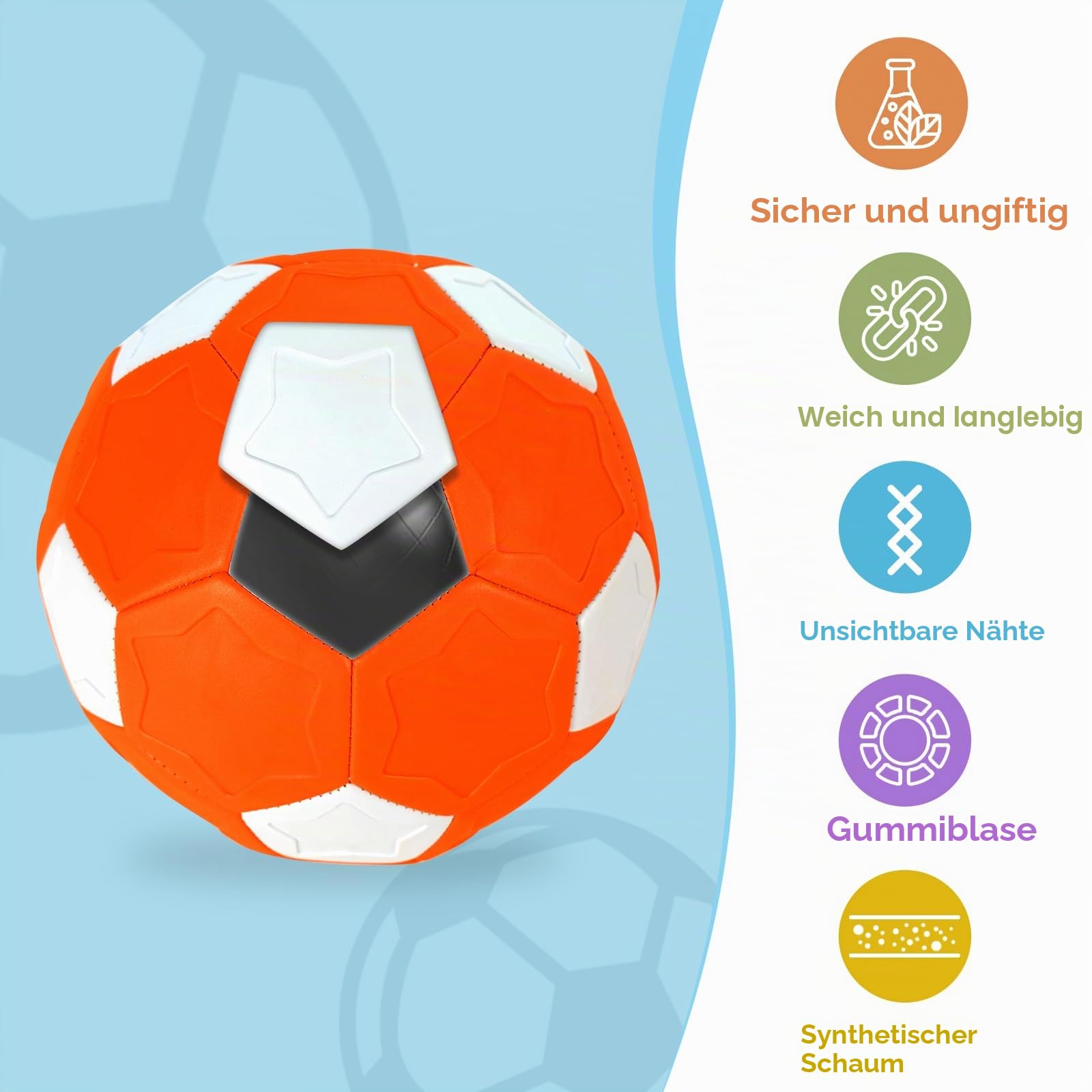 Curve Ball Fussball, Fußball Kinder Größe 4, Softball Football für Drinnen und Draußen, Leichte Kurveball in 20cm, Geschenk für Jungen ab 6 7 8 Jahre, inkl. Pumpe