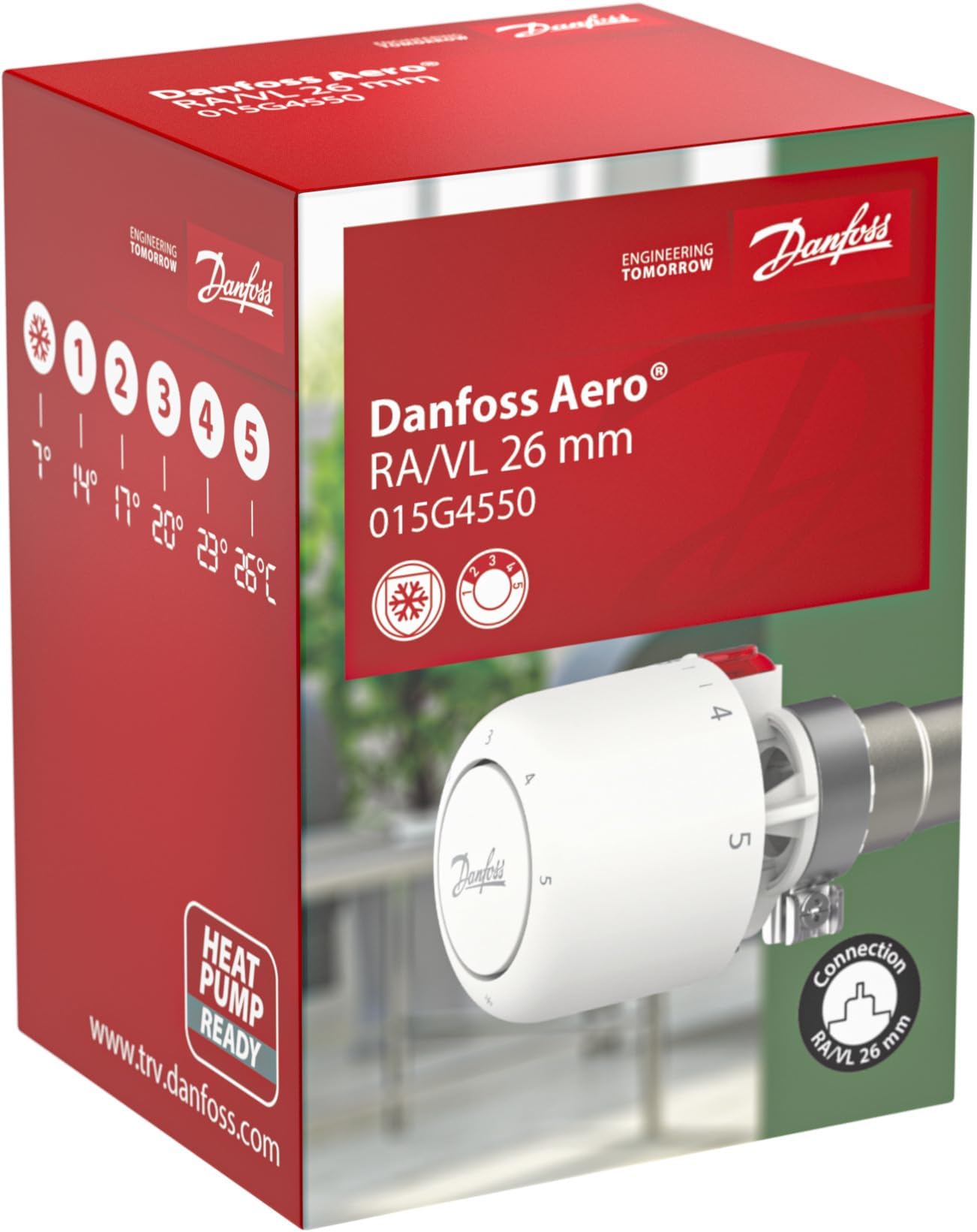 Danfoss Aero RAVL click, Thermostatkopf mit eingebautem Sensor, 26 mm Halsdurchmesser