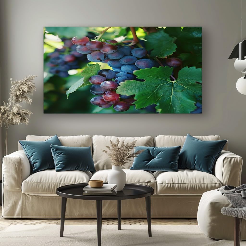 MKBKLI Abstract Canvas Wall Art for Living Room Plant Fruit Grape Paintings for Bedroom, Office, Kitchen - Home Decor Pictures, 80x160cm