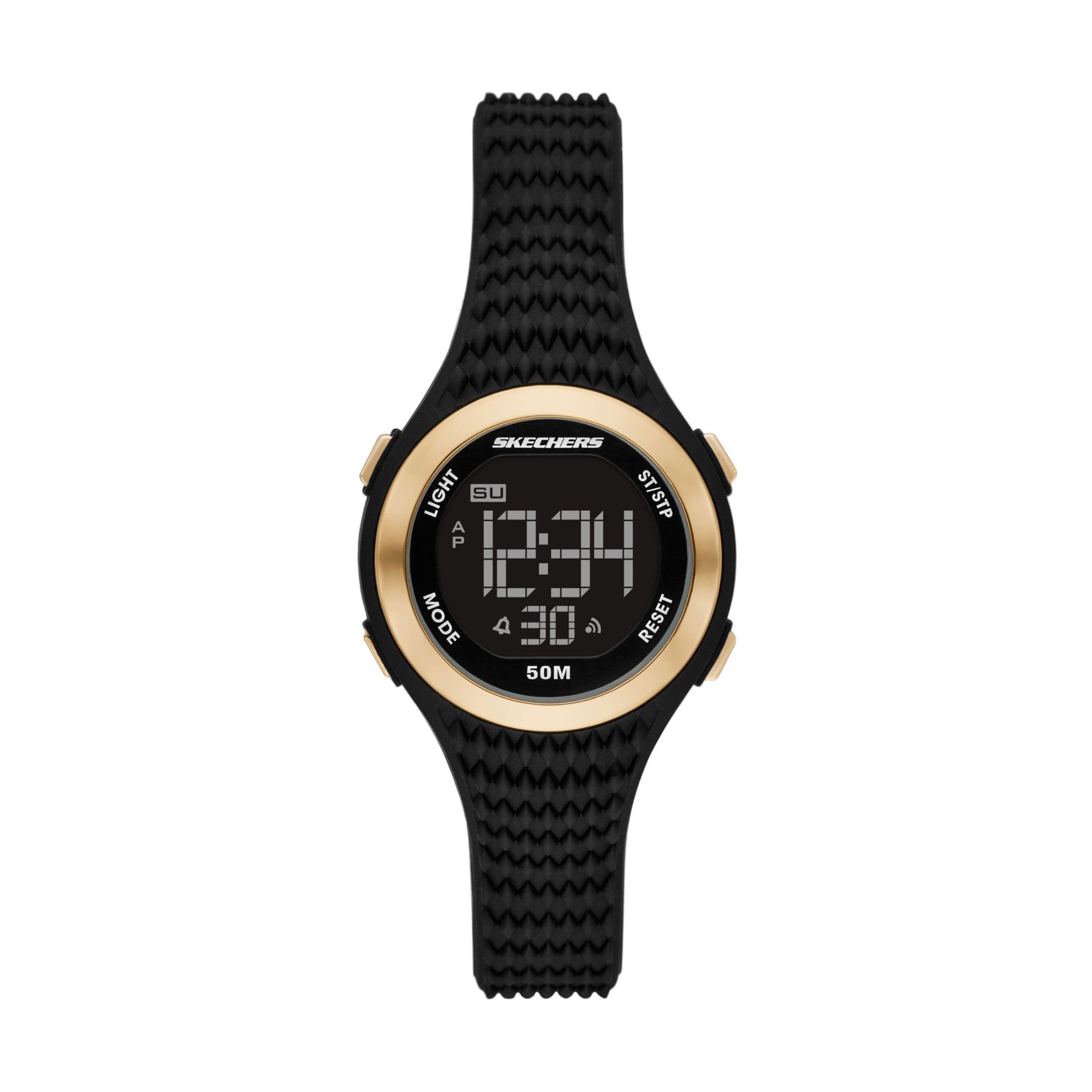 Skechers Reloj para Mujer, Movimiento Digital con Correa de Silicona, Poliuretano, Piel o Acero Inoxidable