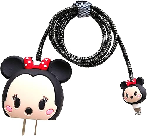 Miniatura 32 de Bonita funda protectora 3D para cargador con diseño de caricaturas, compatible con adaptador de corriente USB-C de 20 W de Apple y cable Lightning,