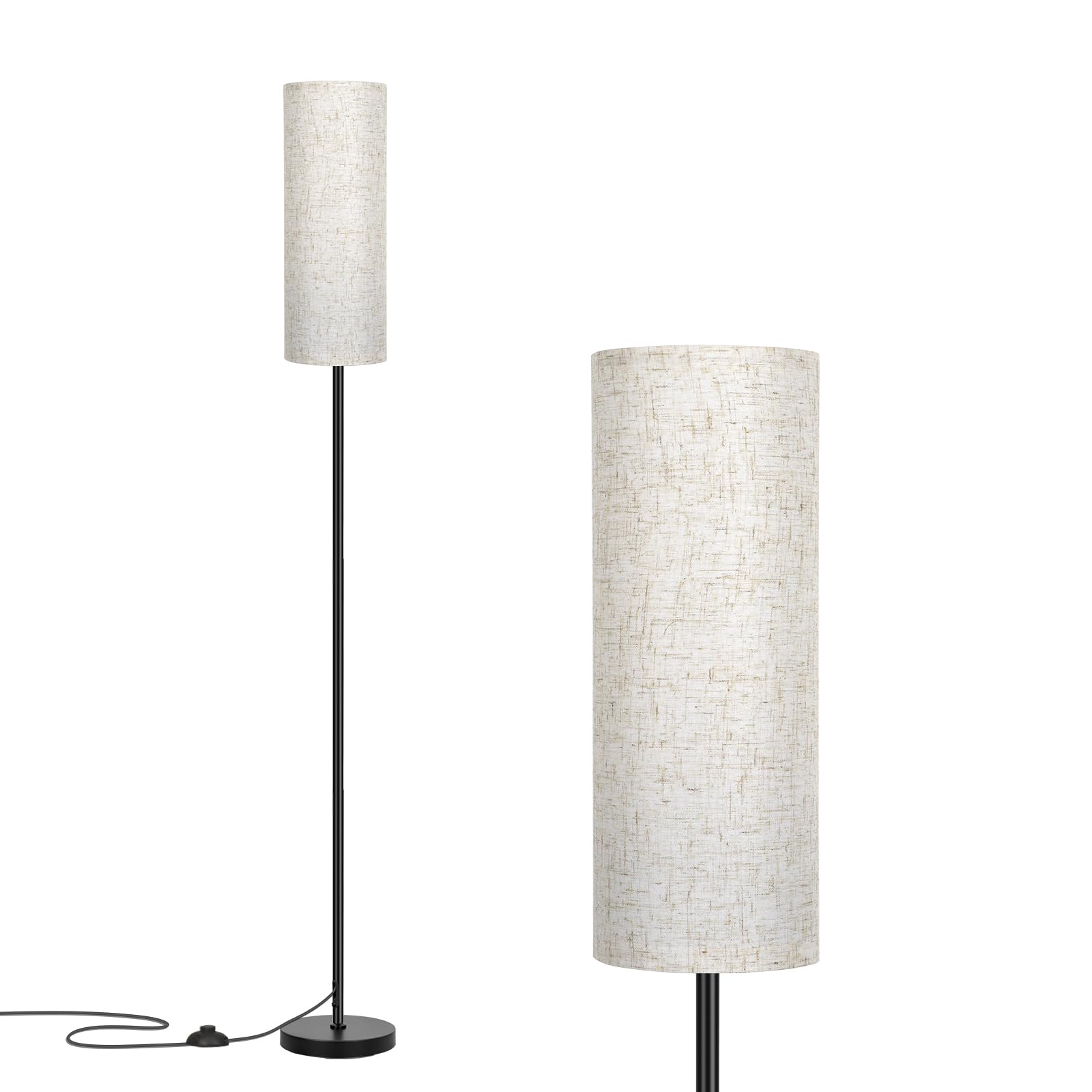 FRIDEKO HOME Floor Lamp with Beige Shade, Simple Design with