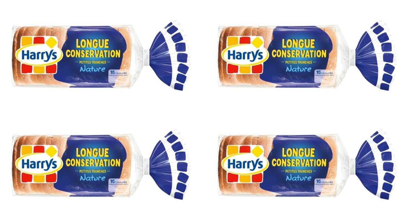 Harrys Pain de Mie Longue Conservation Nature, Petites Tranches, 250g, Lot de 4