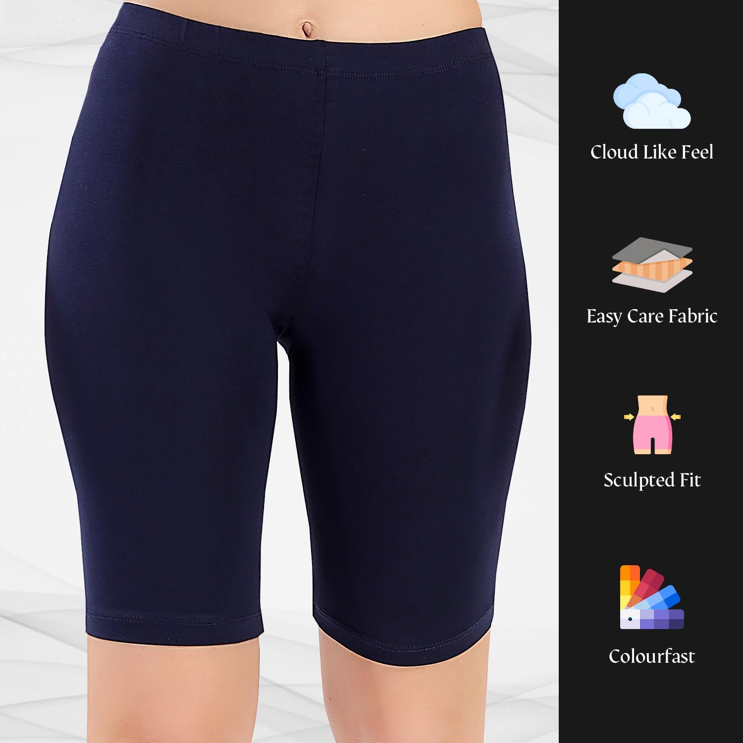 TRASA Women's Cotton Fashion Biker Workout Cycling Shorts, Navy - 3XL 2