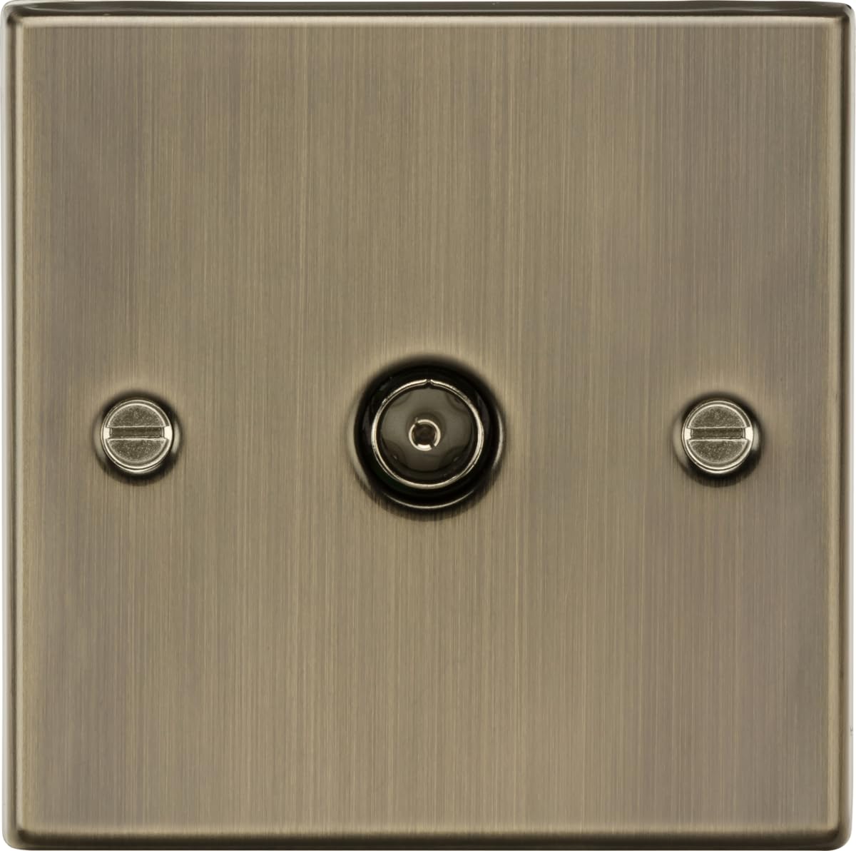 Knightsbridge Steckdose Antik Messing – 13A 2G, Quadratischer Rand Mit Schwarzem Einsatz