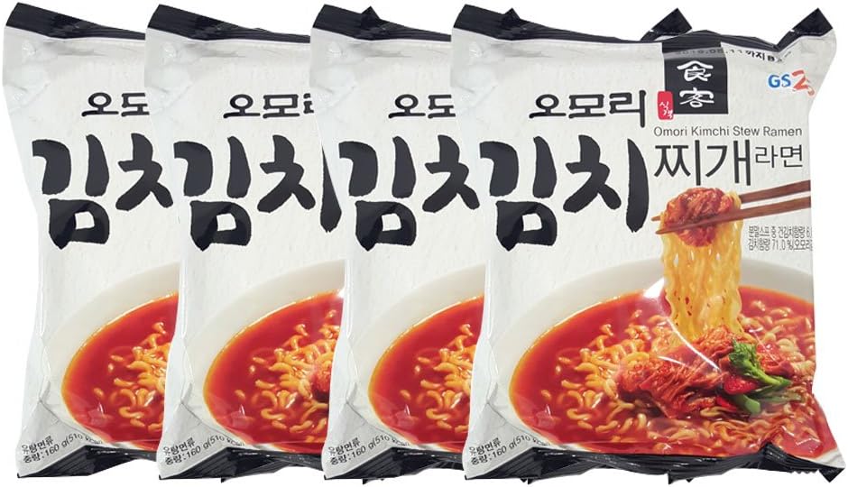 Korean Hot and Spicy Best Noodle (Omori Kimchi Stew Ramen - 4 Pack)