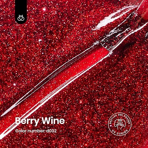 Image of Beetles Glitter Red Gel Nail Polish Wine Red Shimmer Gel Polish 1Pcs 0.5Oz 15ml Soak Off UV LED Nail Lamp Nail Art Manicure Salon DIY Home Nail Design Decoration