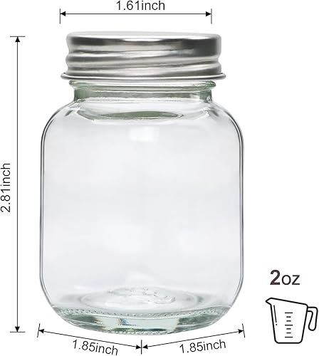 Miniatura 2 de Accguan Tarros Mason de 2 onzas, botellas de jengibre con tapas plateadas, tarros de yogert de vidrio, tarro de vela, miel, mermelada, gelatina,