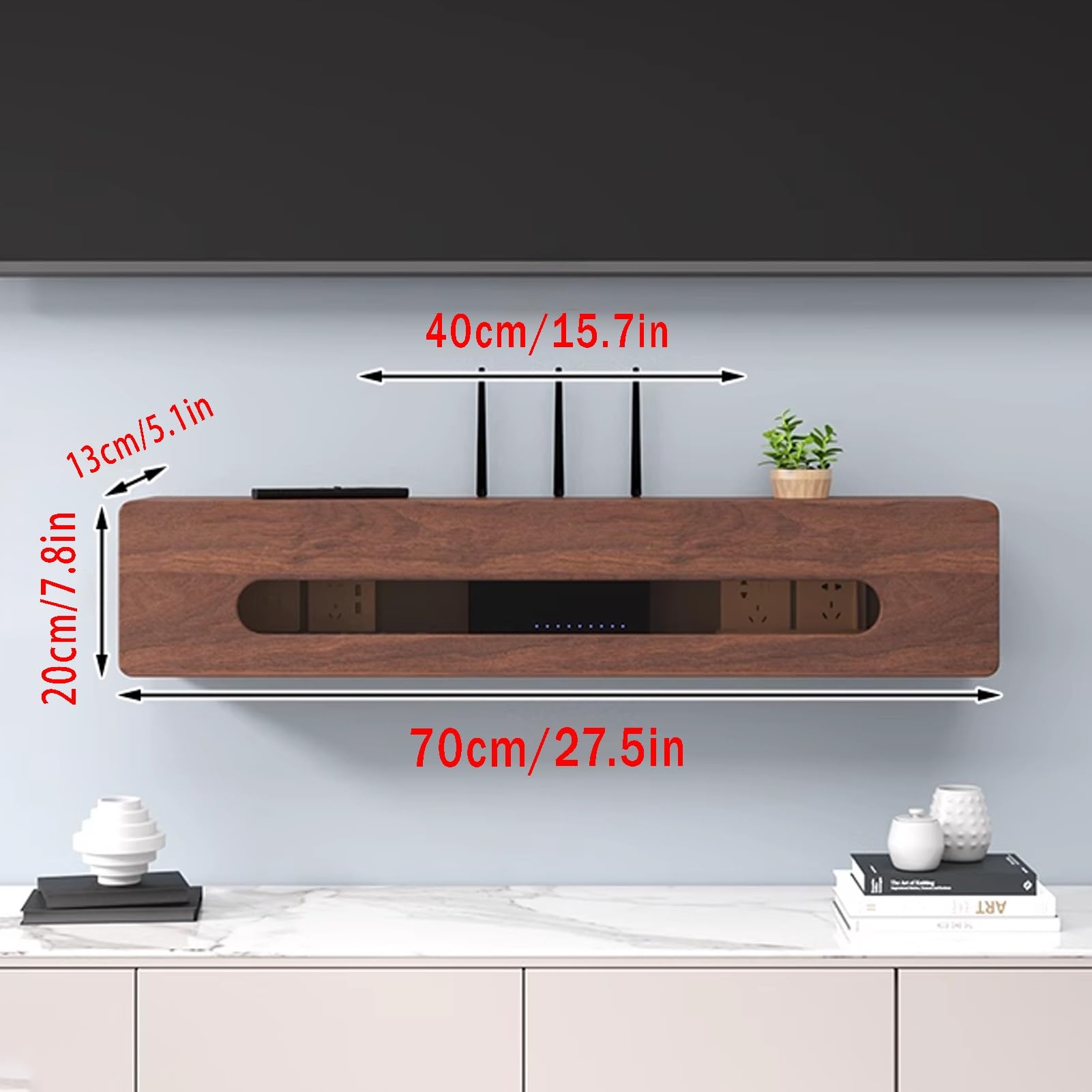 Étagère murale en bois pour routeur, boîte de rangement WiFi, armoire cachée pour bureau et salon