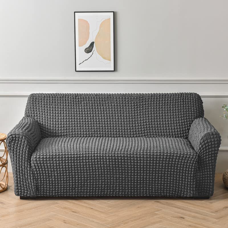 Housse de canapé extensible gris foncé, protection lavable pour meuble d'intérieur design