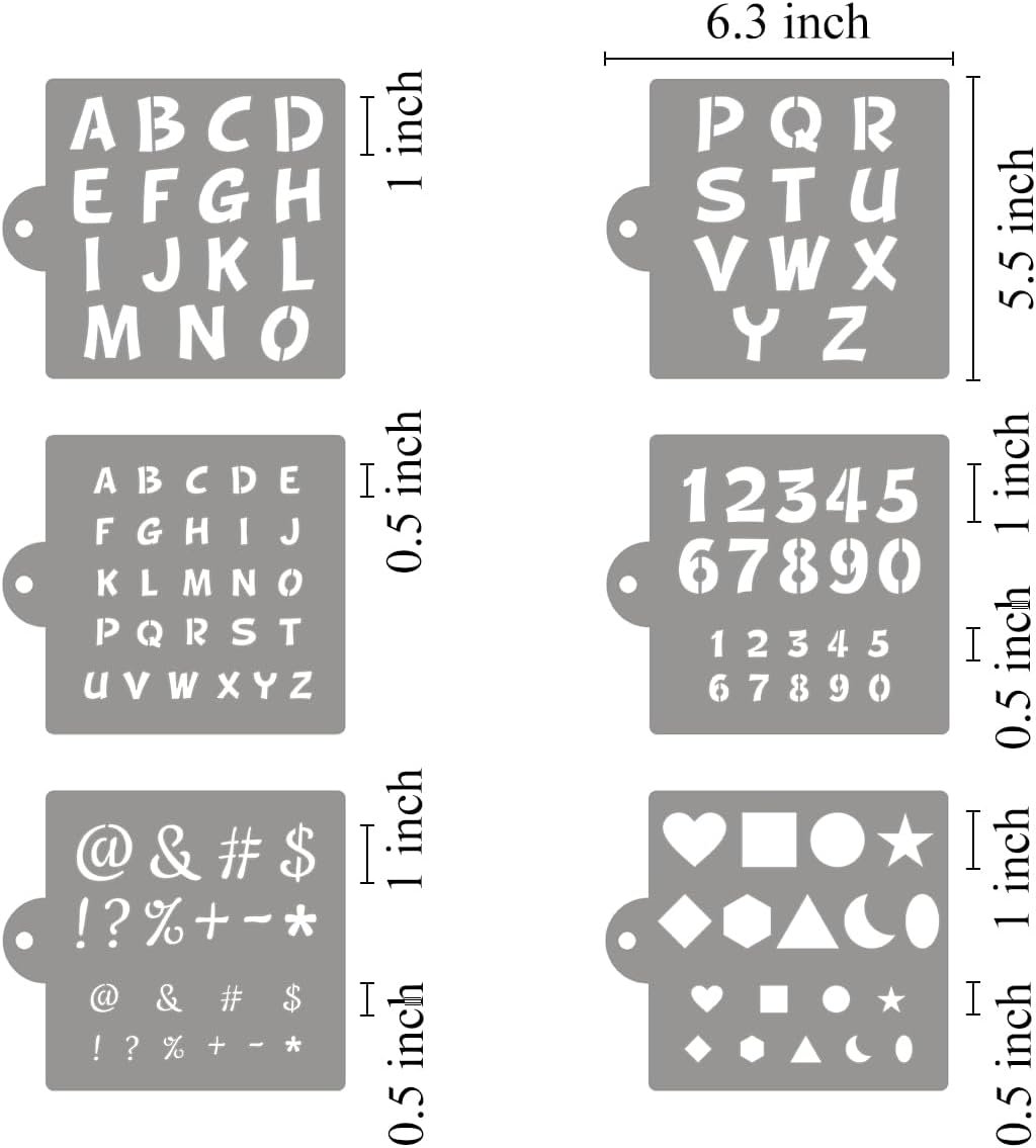 Alphabet Letter Stencils for Cookies Decorating - 22 Pack Letter Number Templates for Cakes Cookies Royal Icing Airbrush, Reusable Cursive Stencils for Wood Fabric Crafts Painting & Cake Coffee Baking