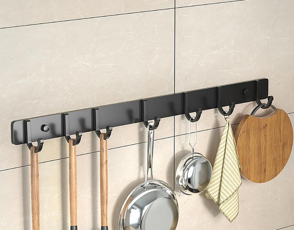 YUZGUHEY Kitchen utensils holder 2 Pieces Utensil Rail with Sliding Hooks Wall Mounted Hanging Rack 304 Stainless Steel Hanger for Tools(52cm)