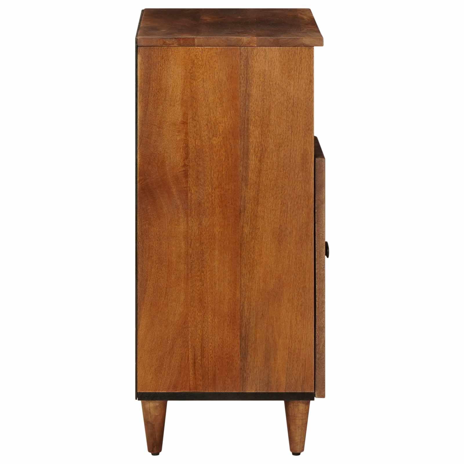 Credenza con vano portaoggetti, in noce, 60 x 33 x 75 cm, in legno massello di mango, cassettiera bassa, cassettiera per soggiorno, spazio per riporre oggetti, scaffale per Hi-Fi, DVD, CD