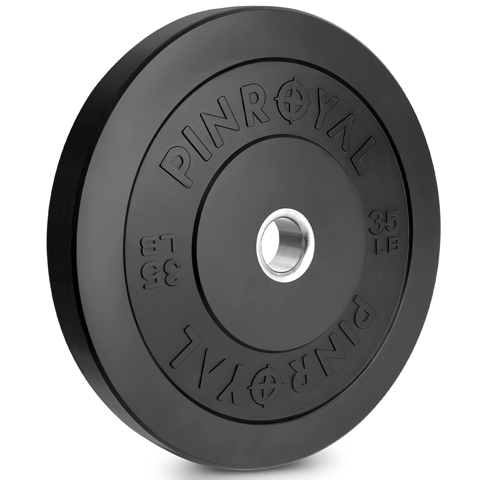 PINROYAL Bumper Plate 35LB, Olympic Weight Plate with 2 inch Stainless Steel Hub, Rubber Barbell Weights to Protect Floor, Smooth Strength Training Plate to Protect Bar from Scratches, Single.